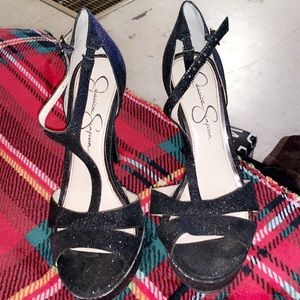 Black sparkly heels